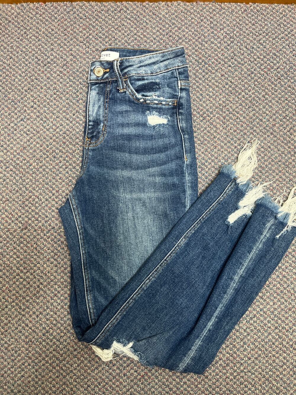 Lovervet By Vervet Dark Wash Distressed Jeans Size 25